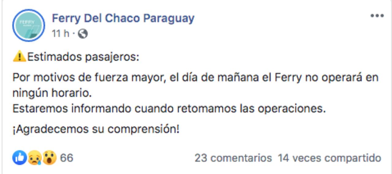 Comunicado que se puso en su red social