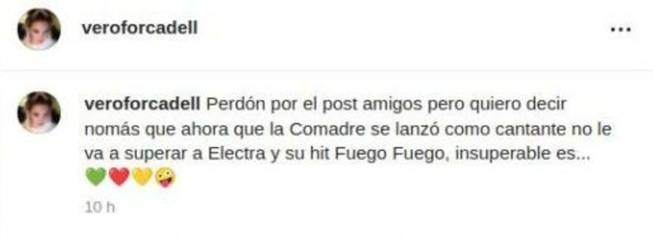 El comentario de la cantante Vero Forcadell. (Foto: @veroforcadell)