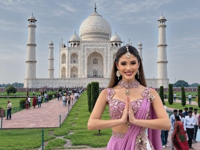 Ñande Reina teen de visita en el Taj Mahal
