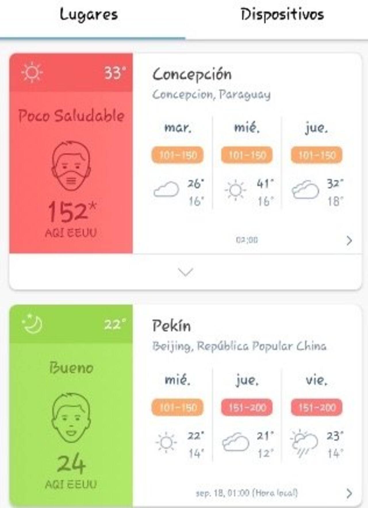 La calidad del aire, la comparación es con China.