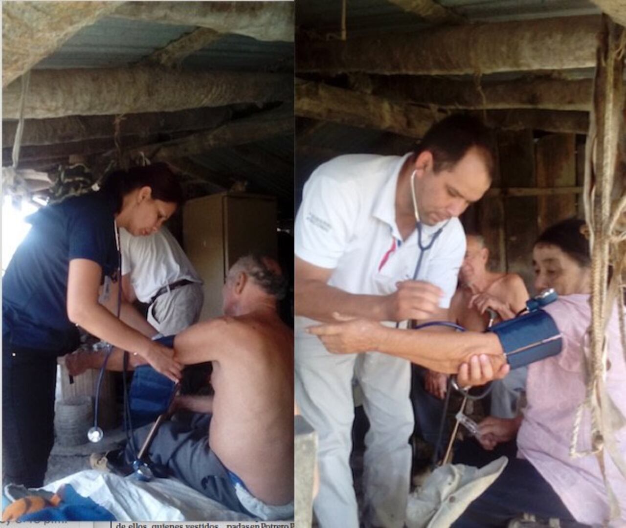 La doctora Zarza sin dudar también se convirtió en una heroína por su gran labor. Arnaldo atiende al señor que padece de diabetes.