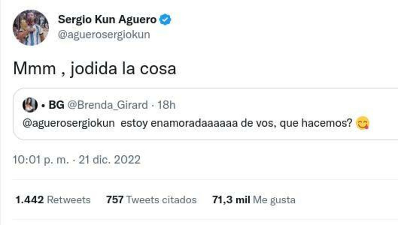 La respuesta del "Kun" Agüero a la chica que le tanteó.