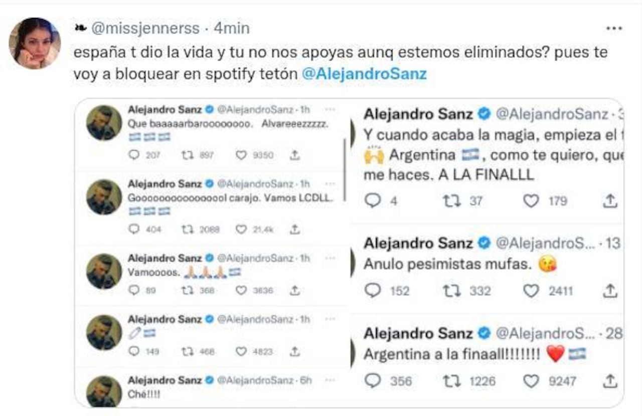 Una española reclamándole a Sanz su apoyo a Argentina.