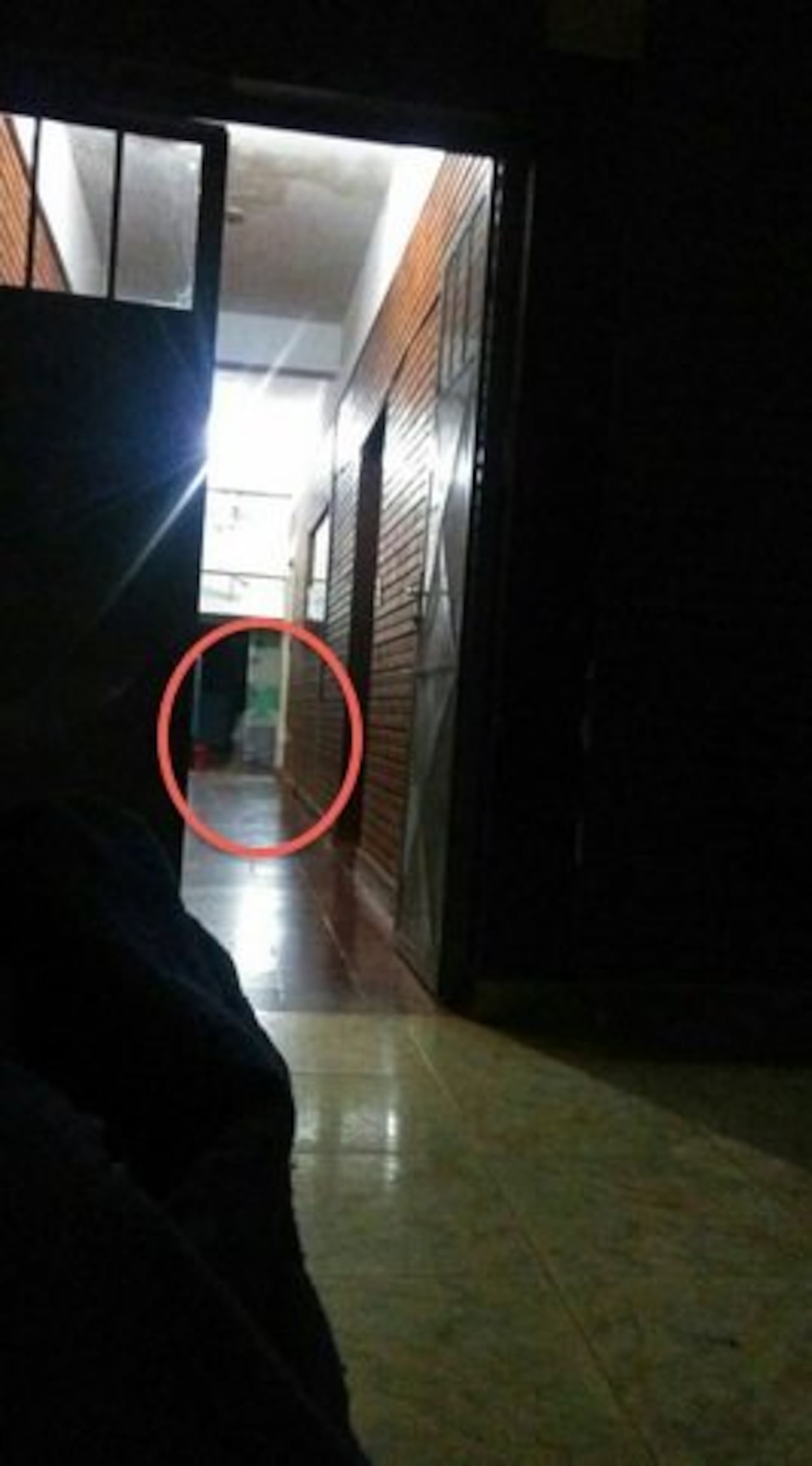 VISIBLE. En el círculo a lo lejos se observa bien un personaje de blanco, totalmente inofensivo que aparece en horas de la noche.