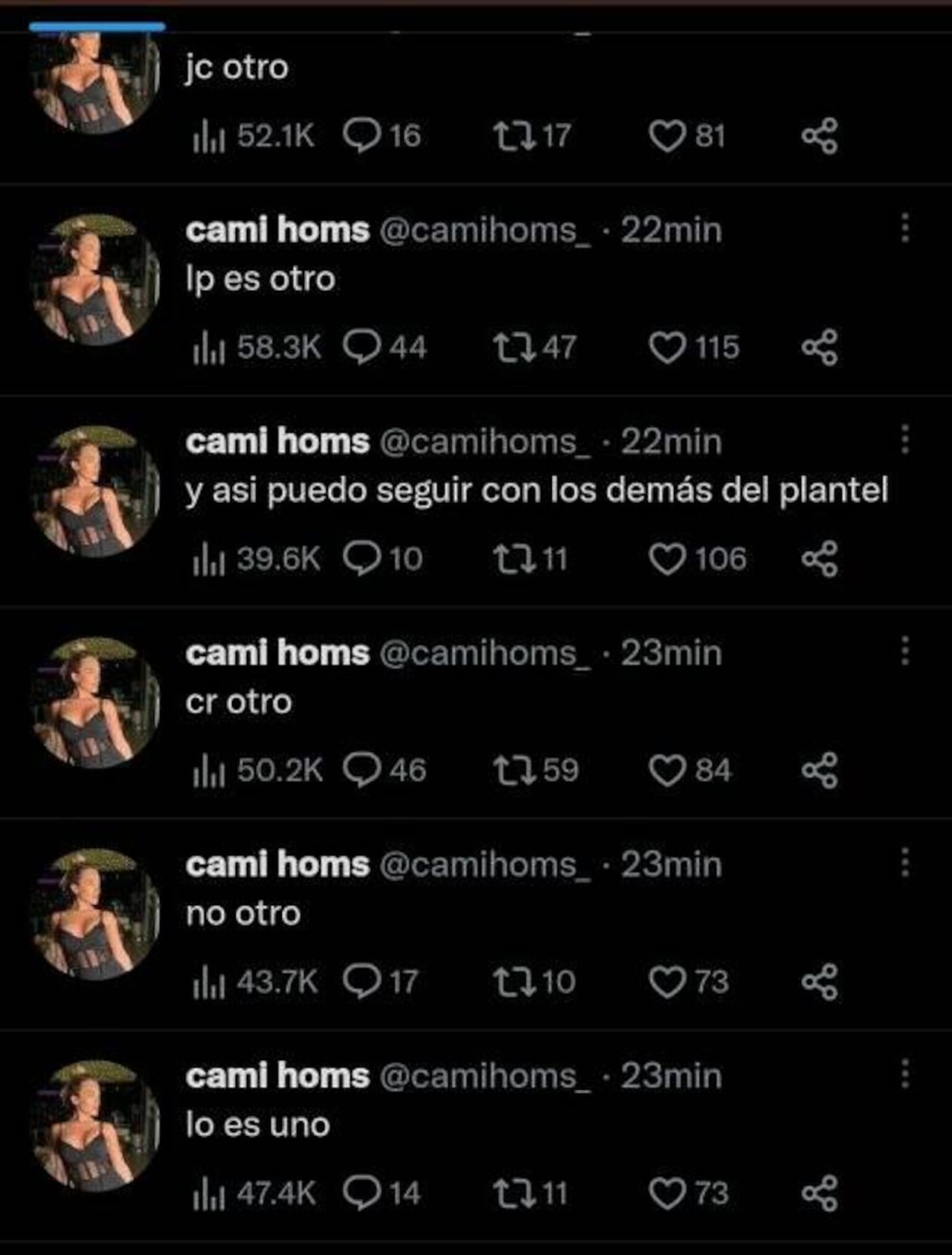 Parte del chat de la cuenta falsa. Captura/twitter