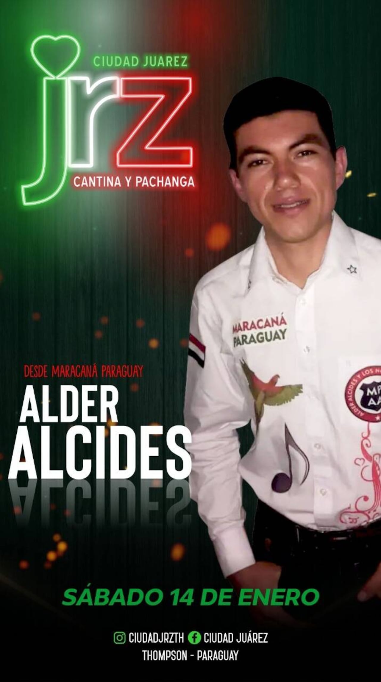 Alder Alcides se presenta este sábado en la ciudad de Ypane en la disco Ciudad Juárez. @ciudadjrzth