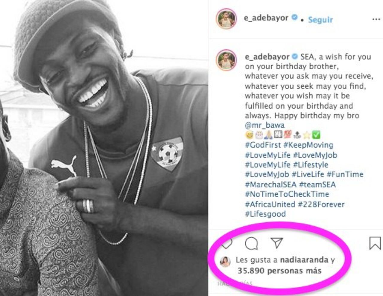 El “me gusta” de Nadia Aranda.