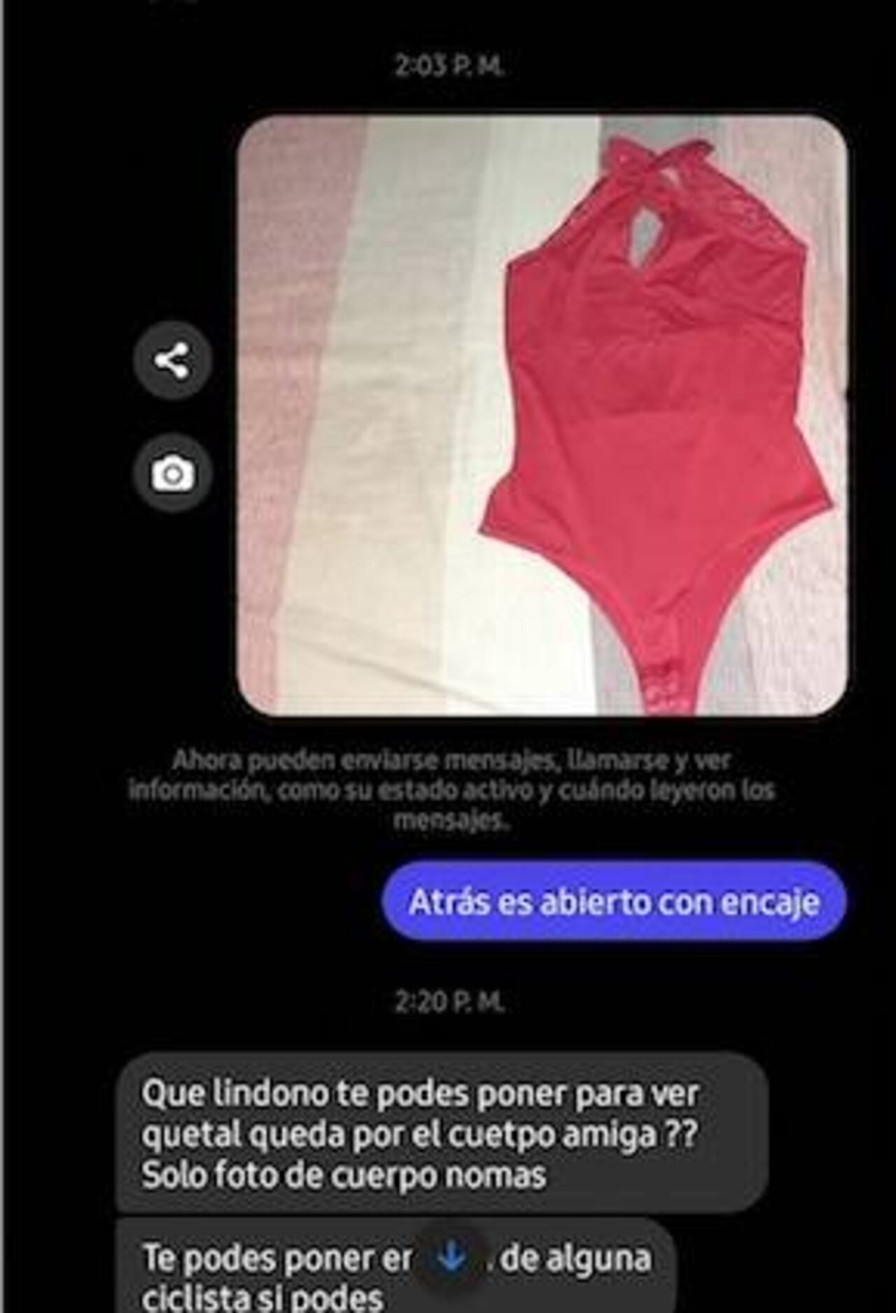 Otra joven aveí denunció que le pidieron también fotos de la prenda que deseaba vender.
