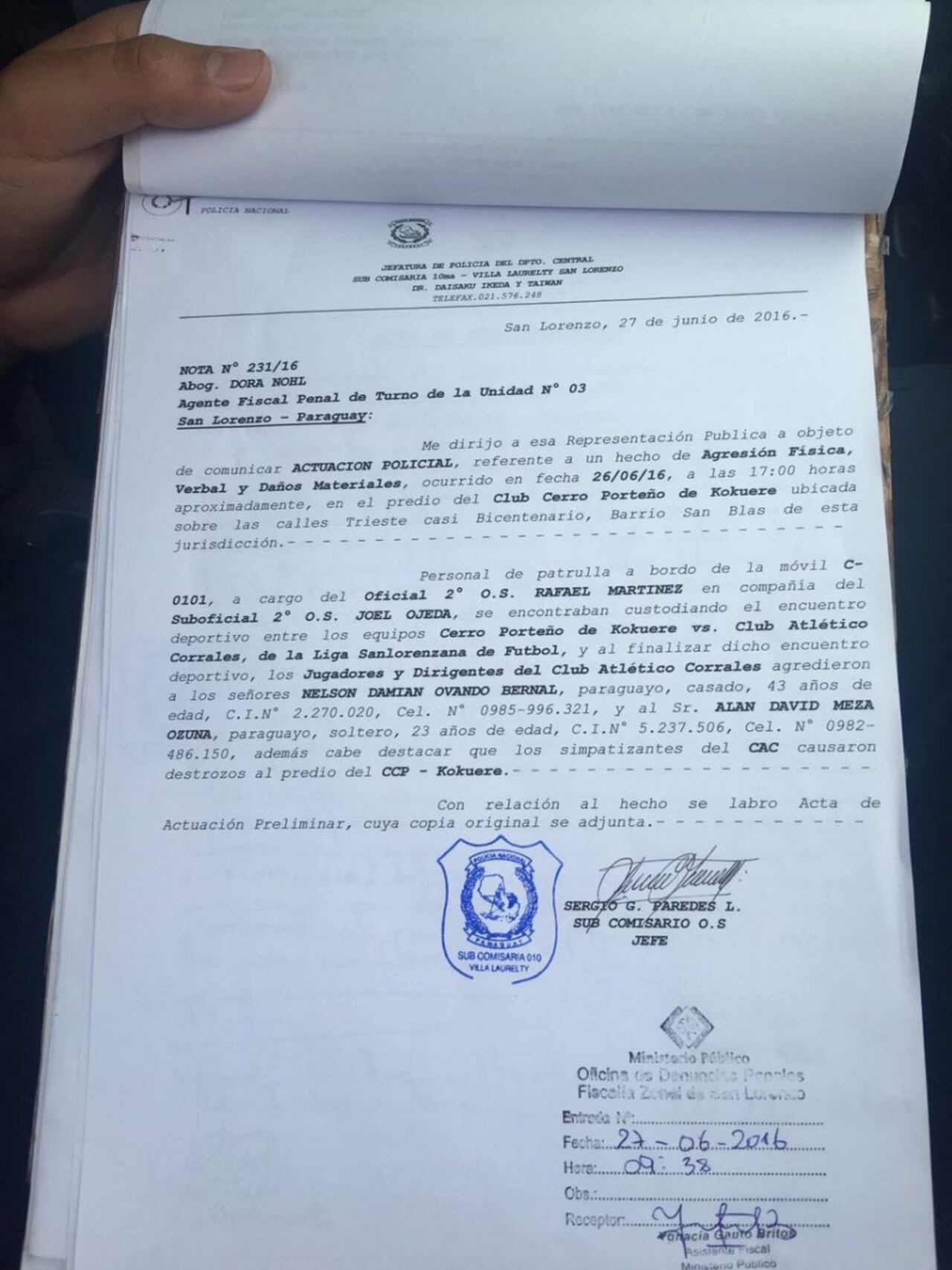 La denuncia en la Fiscalía.