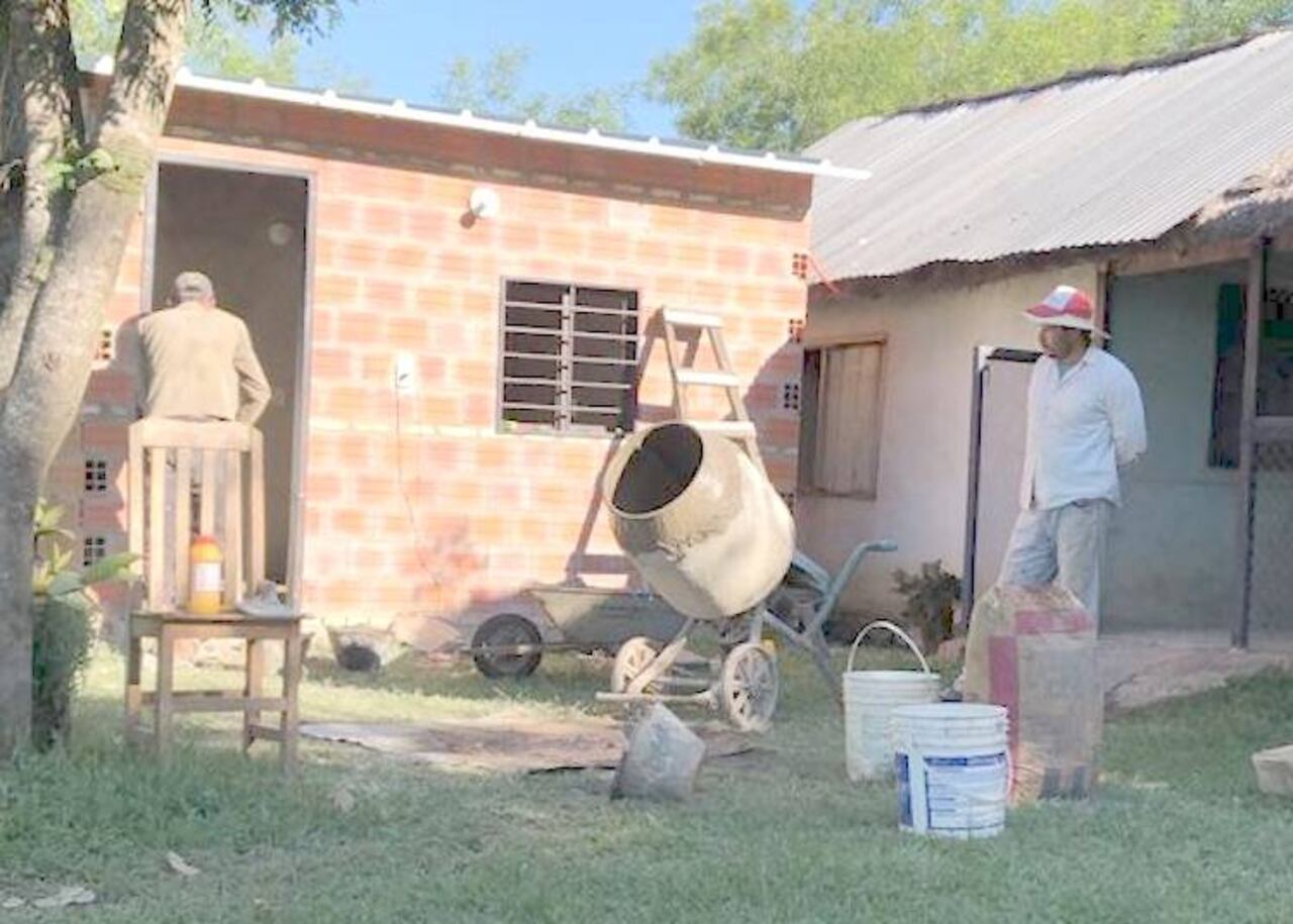 Una pieza en construcción en la casa de Cristian Núñez.