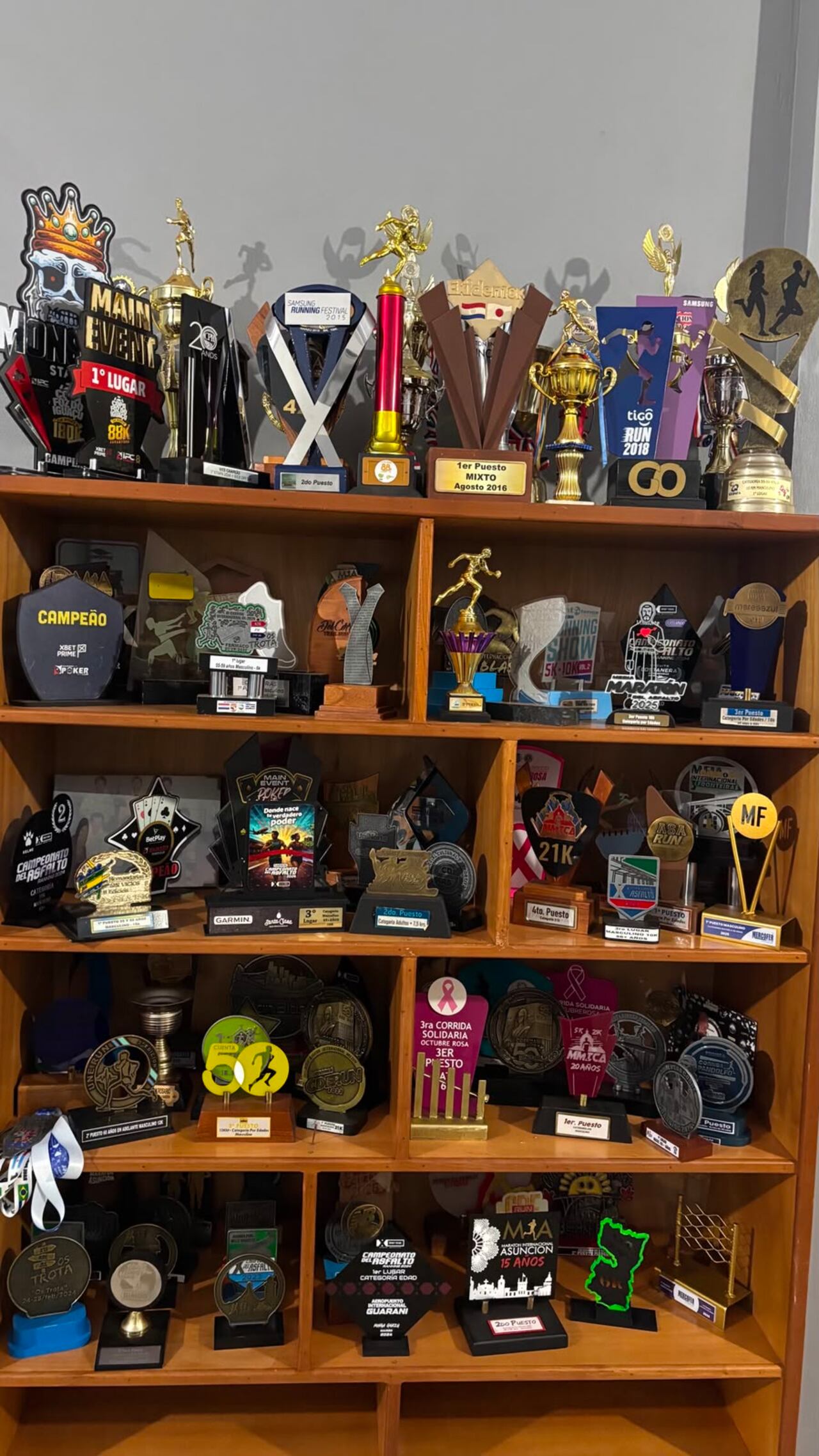 Los trofeos y medallas que ha ganado en su carrera.