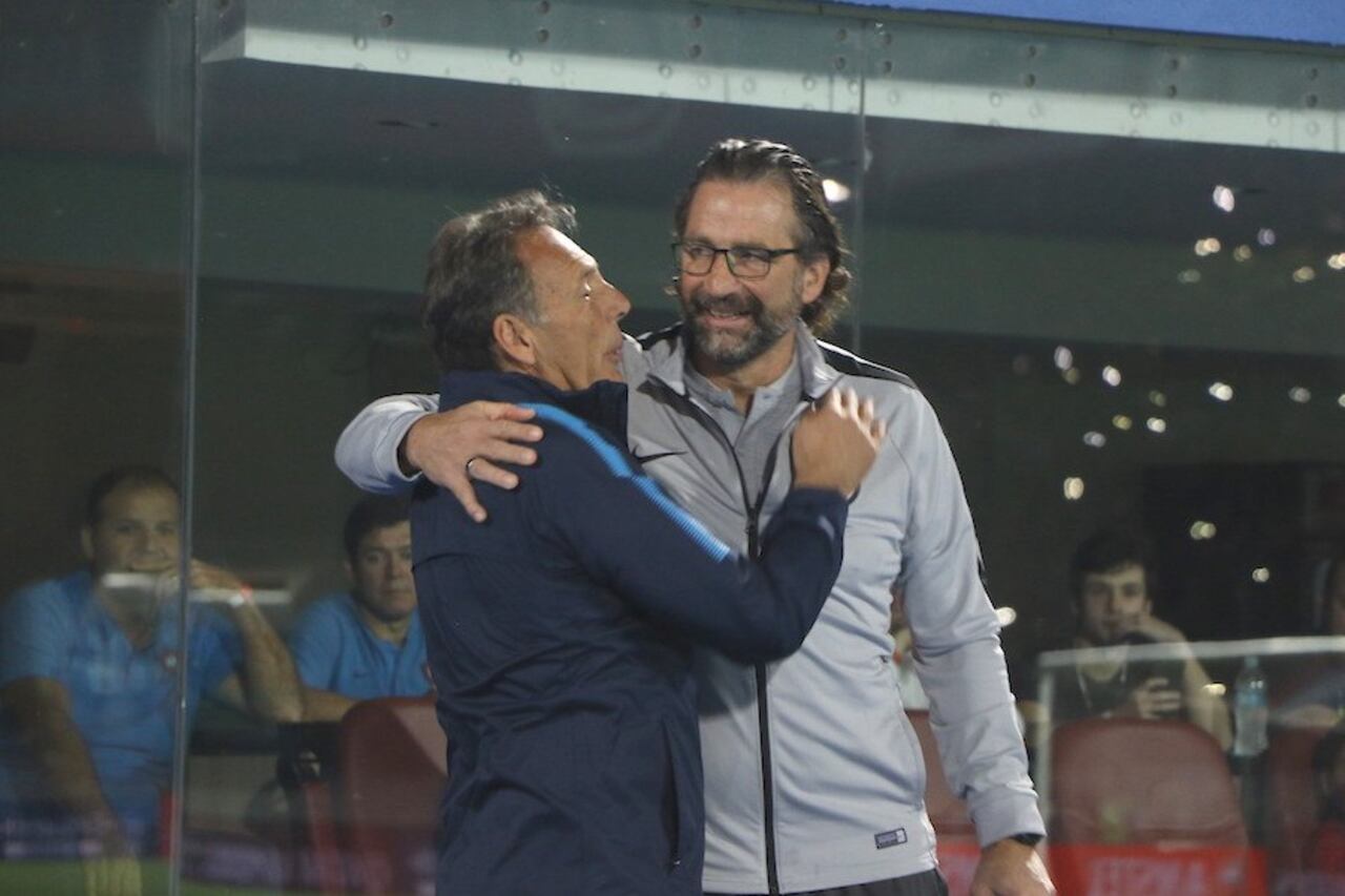 Russo, DT de Cerro, y Pizzi, técnico de San Lorenzo.