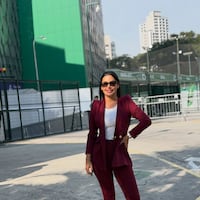 Lari, entrevistada por la prensa del Palmeiras