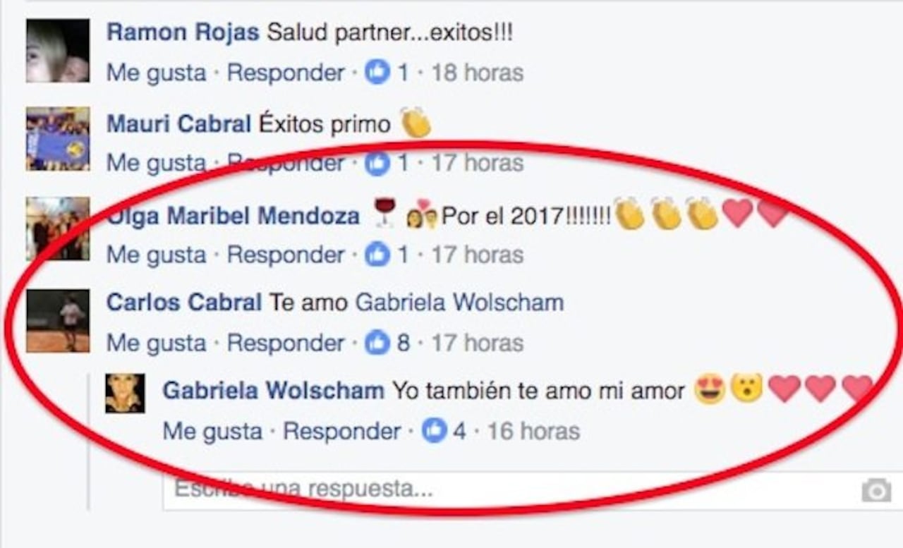 OKY LA AMOR. El intercambio de “te amos” se dio a full al pie de la fotografía en cuestión. Muchos los felicitaron a “los novios”.