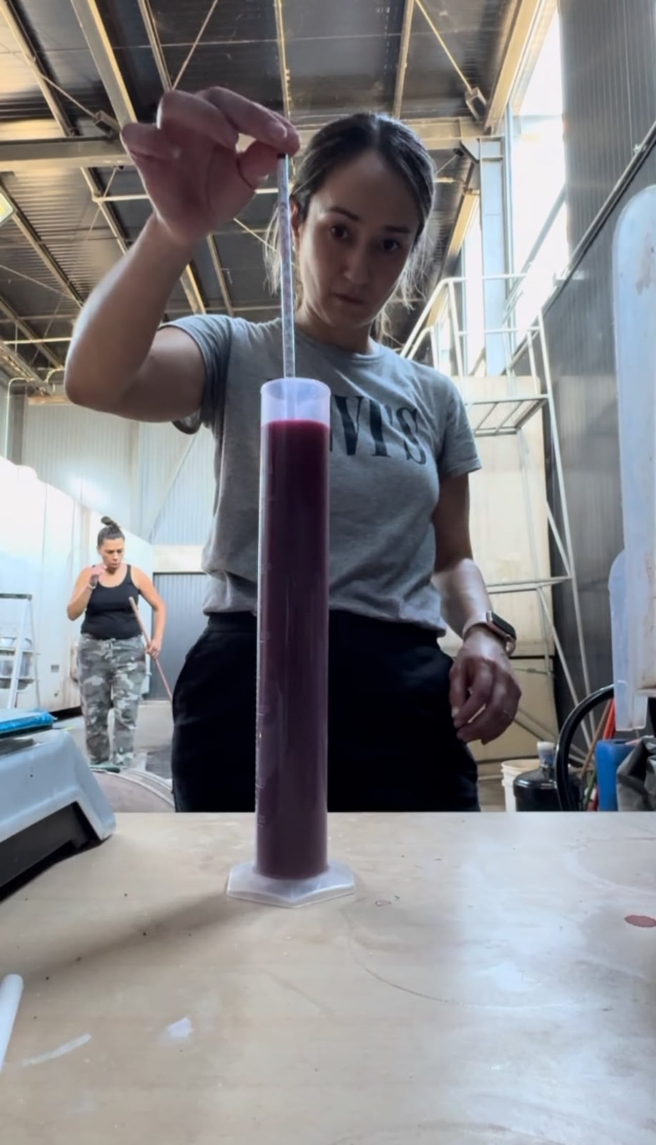 Probando y mezclando los sabores de vinos.
